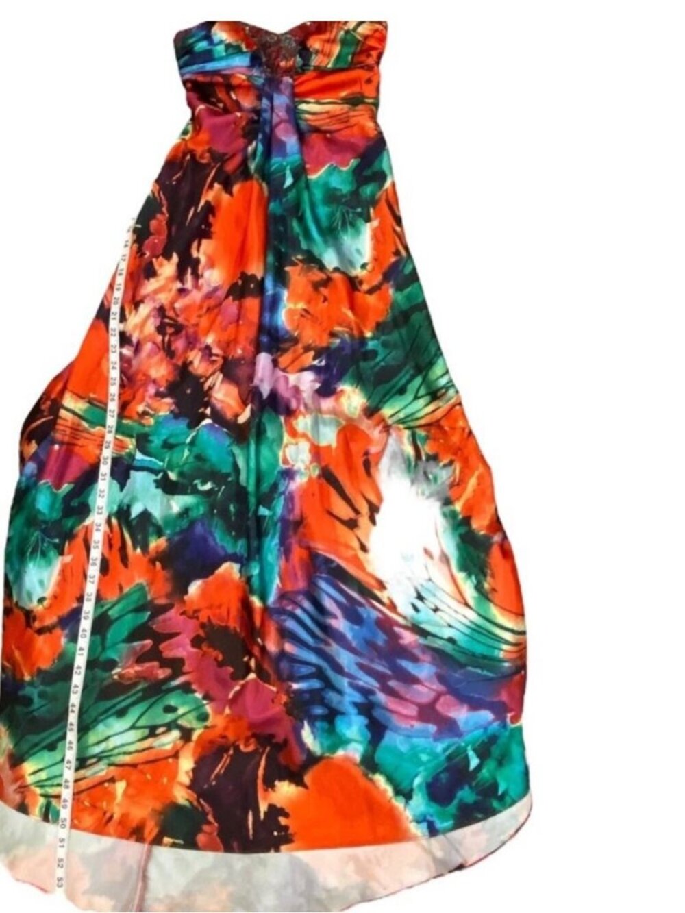 Vintage Formal Dress Small Gown Strapless Y2K Tropical Cruise Art To Wear Cruise - Picture 13 of 17